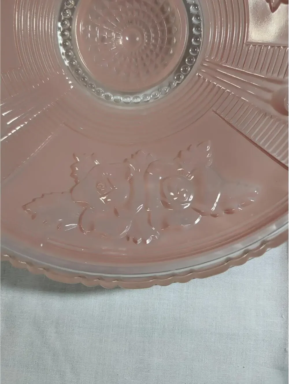 Vintage Pink Glass Art Deco Ceiling Fixture Light Lamp Shade 3 Hole (A32)